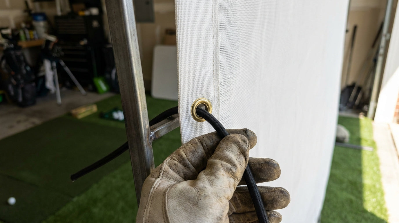 Golf Impact Screen Grommet vs Bungee Attachment: Which Edge System Hangs Flatter?