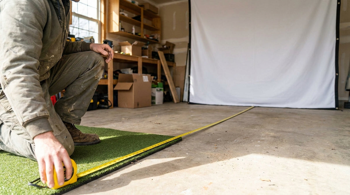 Golf Impact Screen Depth Behind Hitting Mat: Exact Distances for 16, 18, and 20-Foot Rooms
