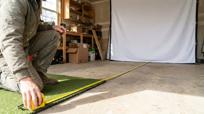 Golf Impact Screen Depth Behind Hitting Mat: Exact Distances for 16, 18, and 20-Foot Rooms