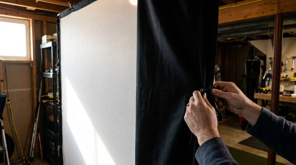 Golf Simulator Impact Screen Black Backing: How a Blackout Layer Kills Light Bleed