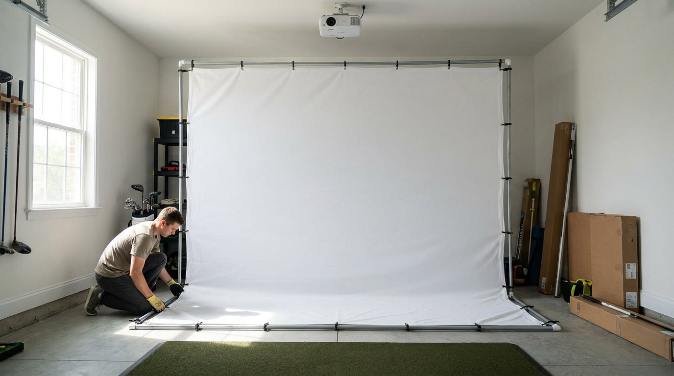 Golf Simulator Screen Roll Up vs Fixed Frame: Why Serious Sim Builders Default to Fixed