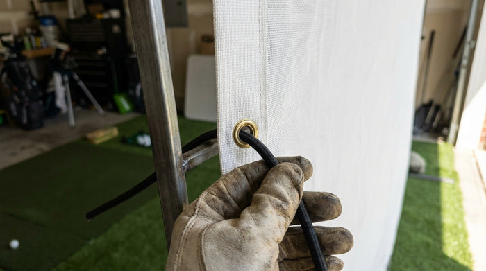 Golf Impact Screen Grommet vs Bungee Attachment: Which Edge System Hangs Flatter?