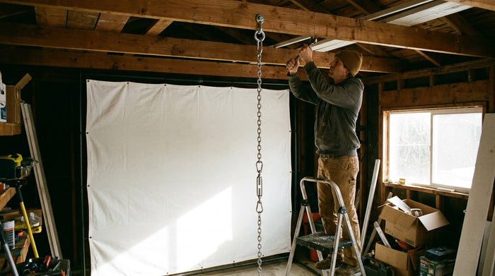 Golf Simulator Impact Screen Ceiling Mount Setup: How to Hang From Joists When There's No Wall