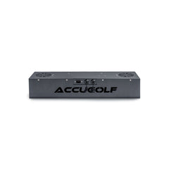 Black electronic device with 'AccuGolf' branding on a white background