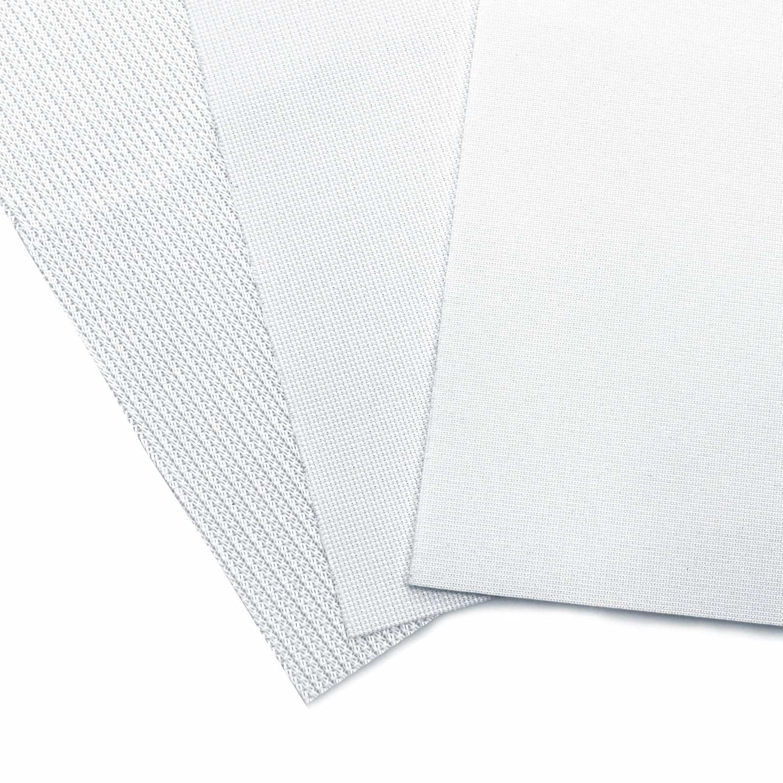 Four screen materials labeled side by side