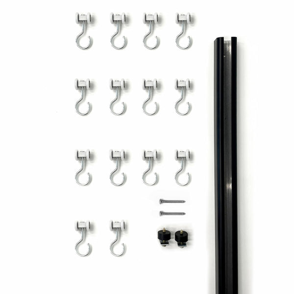 Carl's Place curtain hardware kit: ceiling track, hook rollers, screws and end stoppers