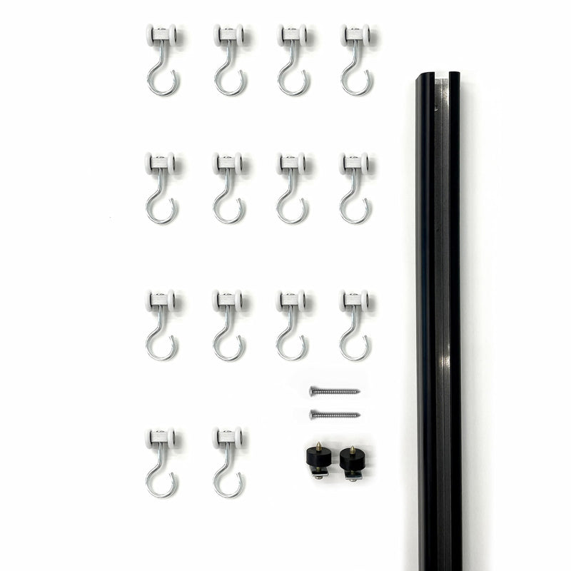 Carl's Place curtain hardware kit: ceiling track, hook rollers, screws and end stoppers