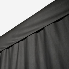 Carl's Place curtain valance covering the ceiling-mounted curtain track