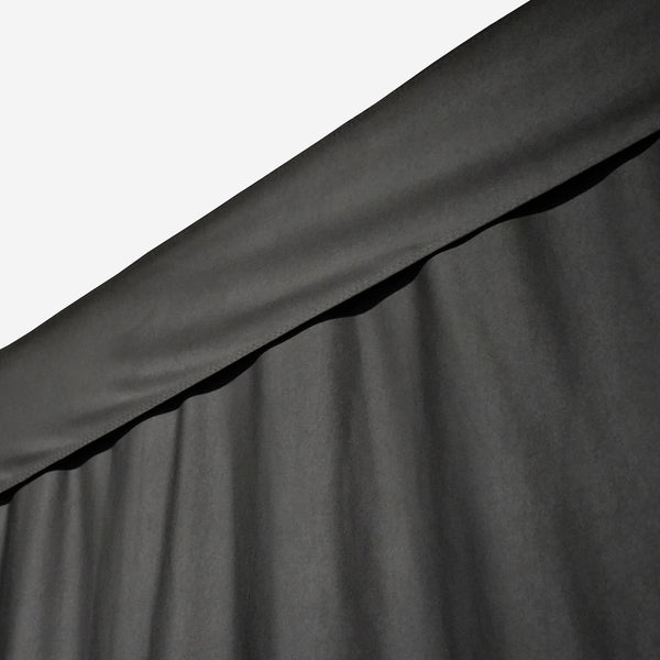 Carl's Place curtain valance covering the ceiling-mounted curtain track