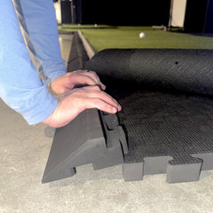 Pressing a beveled edge onto a tile