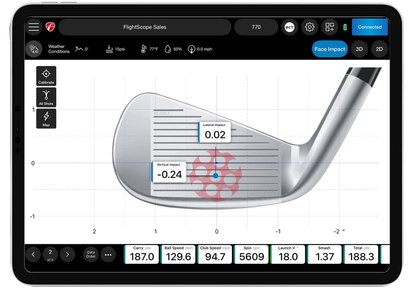 FlightScope Face Impact Location software