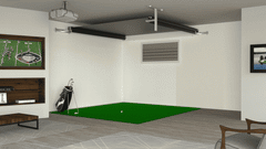 SportScreen Vanish retracting in a basement — rolled up flush to the ceiling (animation)