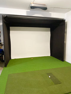 SportScreen Parlour freestanding golf simulator studio enclosure — customer setup