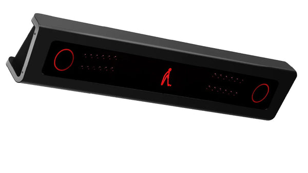 VTrack ceiling-mounted launch monitor in an angled front view